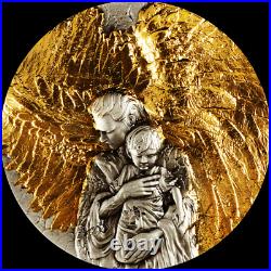 2025 Cameroon 2 oz Silver Antiqued with Gold Gild Arch Angel Sariel Mintage 199