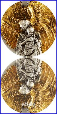 2025 Cameroon 2 oz Silver Antiqued with Gold Gild Arch Angel Sariel Mintage 199