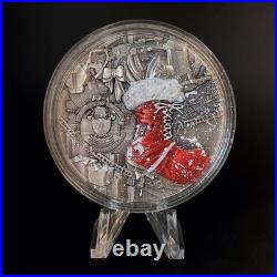 2025 Cameroon 2 ozt. 999 Fine Silver STEAMPUNK SANTA Antiqued & Colorized