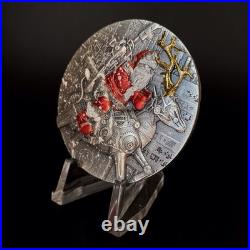 2025 Cameroon 2 ozt. 999 Fine Silver STEAMPUNK SANTA Antiqued & Colorized