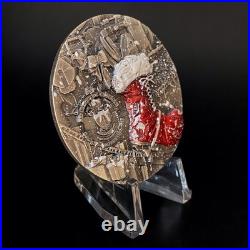 2025 Cameroon 2 ozt. 999 Fine Silver STEAMPUNK SANTA Antiqued & Colorized