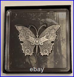 2025 Cameroon 2000 Francs Steampunk Mech Butterfly 2oz Silver UV Glow Antique
