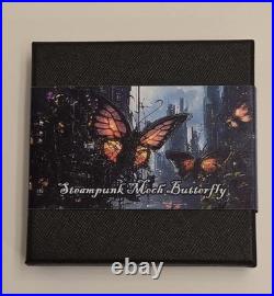 2025 Cameroon 2000 Francs Steampunk Mech Butterfly 2oz Silver UV Glow Antique