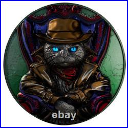 2025 Cameroon Antique Meow Mafia UHR 2 oz Silver 11.5 oz Copper Coin UV EFFECTS