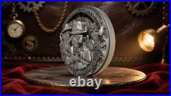 2025 Cameroon Antique Meow Mafia UHR 2 oz Silver 11.5 oz Copper Coin UV EFFECTS