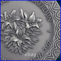 2025 Cameroon Aurora Celestial Beauty 2 oz Antique finish Silver Coin