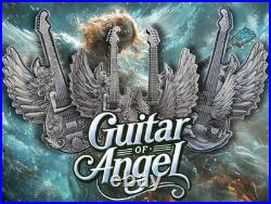 2025 Cameroon Divine Music Guitar of Angel 2 oz Silver Antiqued Shaped Coin 2025 Cameroon Divine Music Guitar of Angel 2 oz Silver Antiqued Shaped Coin