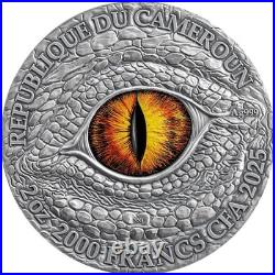 2025 Cameroon Dragonology Mythical Hydra 2 oz Silver Antiqued Coin 2025 Cameroon Dragonology Mythical Hydra 2 oz Silver Antiqued Coin