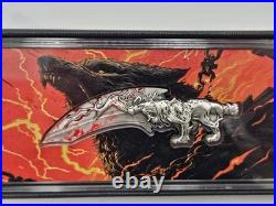 2025 Cameroon Fenrir's Fang 2 oz Antique. 999 Silver Shaped Coin UV Enamel