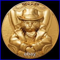 2025 Cameroon Gold Gild Meow Mafia UHR 2 oz Silver 11.5 oz Copper Coin UV EFFECT 2025 Cameroon Gold Gild Meow Mafia UHR 2 oz Silver 11.5 oz Copper Coin UV EFFECT