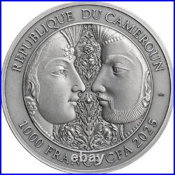 2025 Cameroon Kama Sutra I Moments of Love 1 oz Antique finish Silver Coin