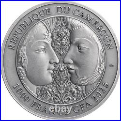 2025 Cameroon Kama Sutra II Moments of Love 1 oz Antique finish Silver Coin