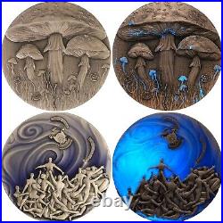 2025 Cameroon Magic Mushroom 2 oz Silver Antiqued UV Enamel Coin