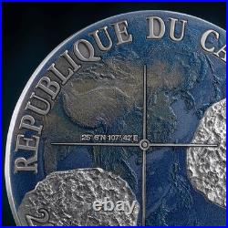 2025 Cameroon Meteorite Geography Nantan 50g Silver Antiqued Coin