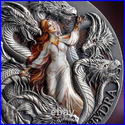 2025 Cameroon Mythical Hydra The Dragonology 2 oz Antique finish Silver Coin