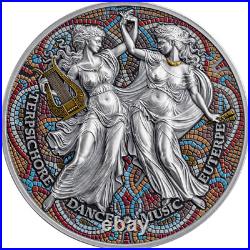 2025 Cameroon Nine Muses Terpsichore and Euterpe 2 oz Silver Antiqued Coin