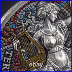 2025 Cameroon Nine Muses Terpsichore and Euterpe 2 oz Silver Antiqued Coin