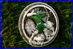2025 Cameroon Robinhood 2 oz Silver Antiqued High Relief Colorized Coin 2025 Cameroon Robinhood 2 oz Silver Antiqued High Relief Colorized Coin