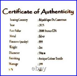 2025 Cameroon Robinhood 2oz 999 Silver Antique Finish Coin Mintage 199