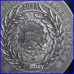 2025 Cameroon Zeus The Great Greek Mythology 3 oz Antique finish Silver Coin