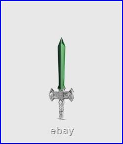 2025 Chad Excalibur with Green Crystal Blade 1 oz Silver Coin Antiqued