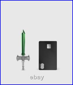 2025 Chad Excalibur with Green Crystal Blade 1 oz Silver Coin Antiqued