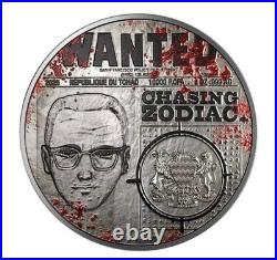 2025 Chad True Crime Zodiac Killer 2 oz Silver Colorized Antiqued Coin