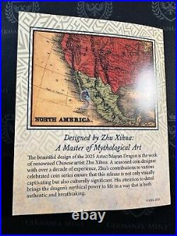2025 Fiji 1 oz Silver Shaped Aztec Mayan Dragons of the World NCG MS70 Antiqued