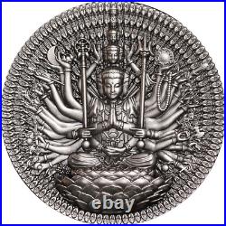 2025 Gabon Thousand Armed & Eyed Guan Yin Bodhisattva Buddha 2 oz Silver Coin