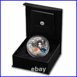 2025 Geisha 2 oz Antiqued Silver Gilded Coin By T&S Coin Mintage of 500