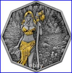 2025 Germaina 1 oz Silver Witchcraft Herbalist Antiqued and Gold Gilded