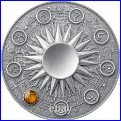 2025 Ghana Solar System Moon 2 oz Silver Antiqued Labradorite Spherical Coin