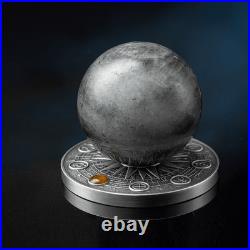 2025 Ghana Solar System Moon 2 oz Silver Antiqued Labradorite Spherical Coin