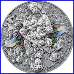 2025 Ghana Ukraine. Battle Hardened 2.0 2 oz Antique finish Silver Coin