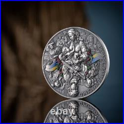 2025 Ghana Ukraine. Battle Hardened 2.0 2 oz Antique finish Silver Coin