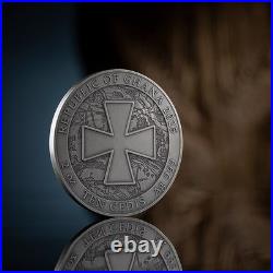 2025 Ghana Ukraine. Battle Hardened 2.0 2 oz Antique finish Silver Coin