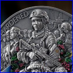 2025 Ghana Ukraine. Battle Hardened 2.0 2 oz Antique finish Silver Coin