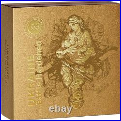 2025 Ghana Ukraine. Battle Hardened 2.0 2 oz Antique finish Silver Coin