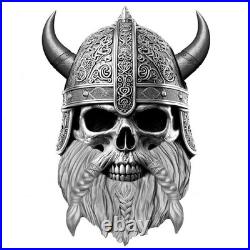 2025 Ghana Viking Skull 1 oz Antiqued Silver Coin Mintage of 999