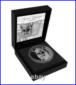 2025 Ghana Viking Skull 1 oz Antiqued Silver Coin Mintage of 999
