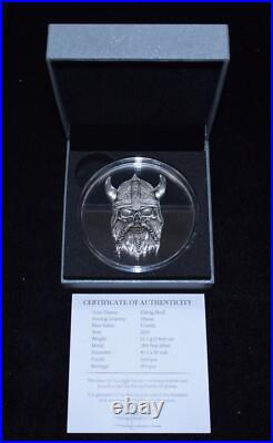 2025 Ghana Viking Skull Series 1 oz. 999 Silver Antique Finish Coin withOGP & COA