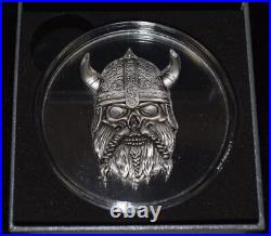2025 Ghana Viking Skull Series 1 oz. 999 Silver Antique Finish Coin withOGP & COA