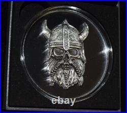 2025 Ghana Viking Skull Series 1 oz. 999 Silver Antique Finish Coin withOGP & COA