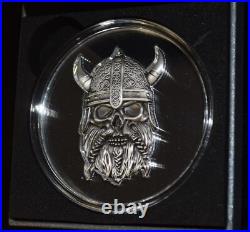 2025 Ghana Viking Skull Series 1 oz. 999 Silver Antique Finish Coin withOGP & COA