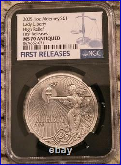 2025 Lady Liberty & Eagle High Relief NGC MS70 Antiqued 1oz Silver Jody Clark $1
