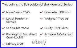 2025 MERMAID ANTIQUE COLOR 1 OZ SILVER COIN ONLY 99 in ALPHA STRIKE XMAS