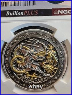 2025 NGC REVERSE PF70 ANTIQUED Niue Samurai Dragon Rose Gold Gild SAMURAI JACKT