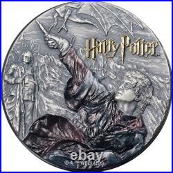 2025 Niue 2 Ounce Silver $5 Antiqued Harry Potter Goblet of Fire UHR OGP ST