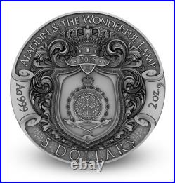 2025 Niue 2 oz Silver Antiqued & Colored Aladdin & The Wonderful Lamp NCG MS70