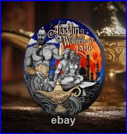 2025 Niue 2 oz Silver Antiqued & Colored Aladdin & The Wonderful Lamp NCG MS70